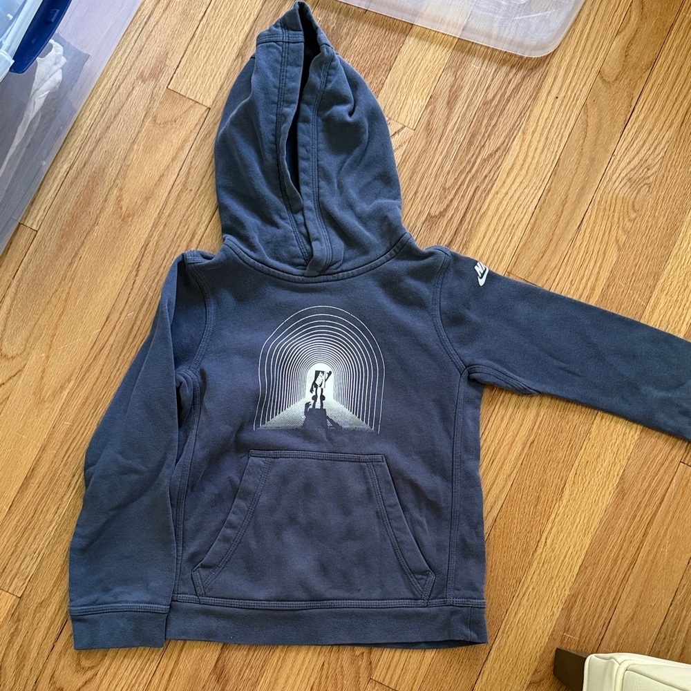 Nike Kids blue grey Hoodie with Tunnel Graphic size small